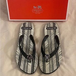 Coach flip flops sandals - size 6 - worn once, with original box
